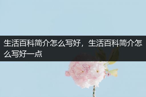 生活百科简介怎么写好，生活百科简介怎么写好一点