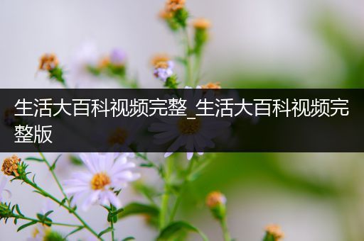 生活大百科视频完整_生活大百科视频完整版