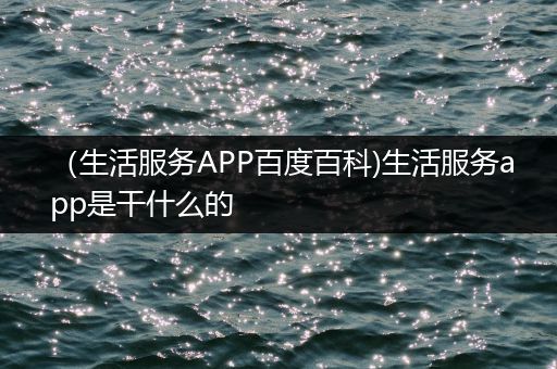 （生活服务APP百度百科)生活服务app是干什么的