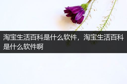 淘宝生活百科是什么软件，淘宝生活百科是什么软件啊