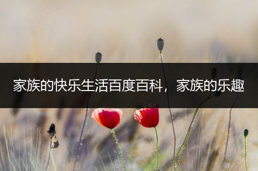 家族的快乐生活百度百科，家族的乐趣