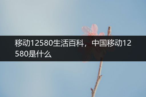 移动12580生活百科，中国移动12580是什么