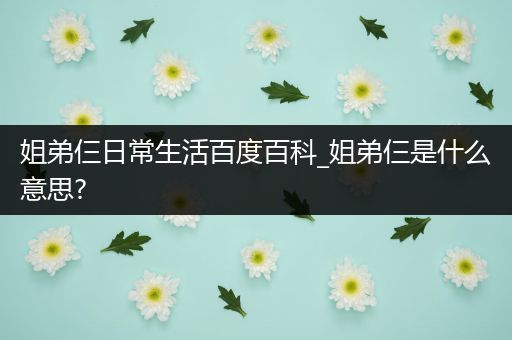 姐弟仨日常生活百度百科_姐弟仨是什么意思?