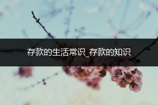 存款的生活常识_存款的知识